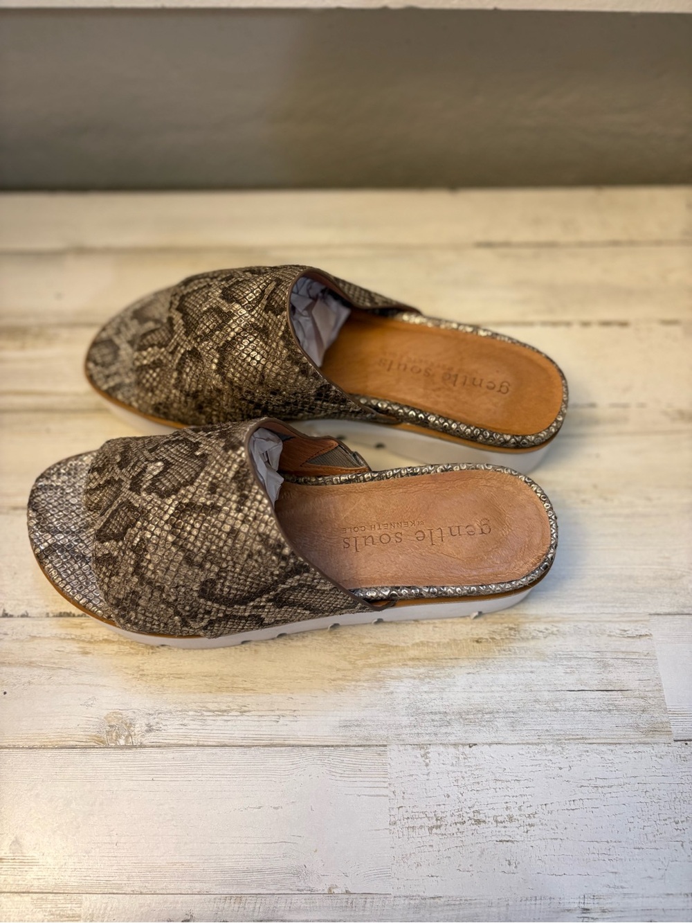gentle souls Brown Snake-Print Slide Sandals - Picture 3 of 4
